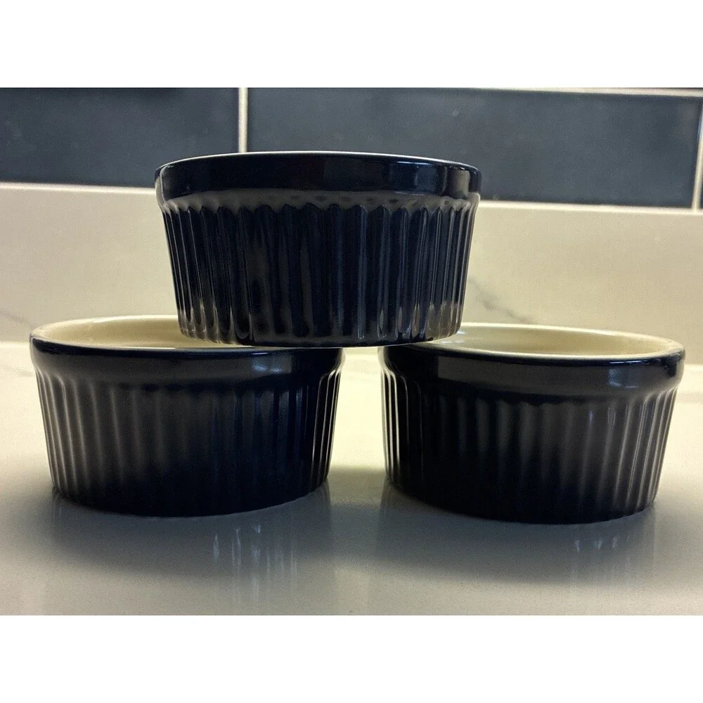 Kitchen Select Ramekins Small Stoneware Casserole Dish Set 3.5 2H Oven Cookware